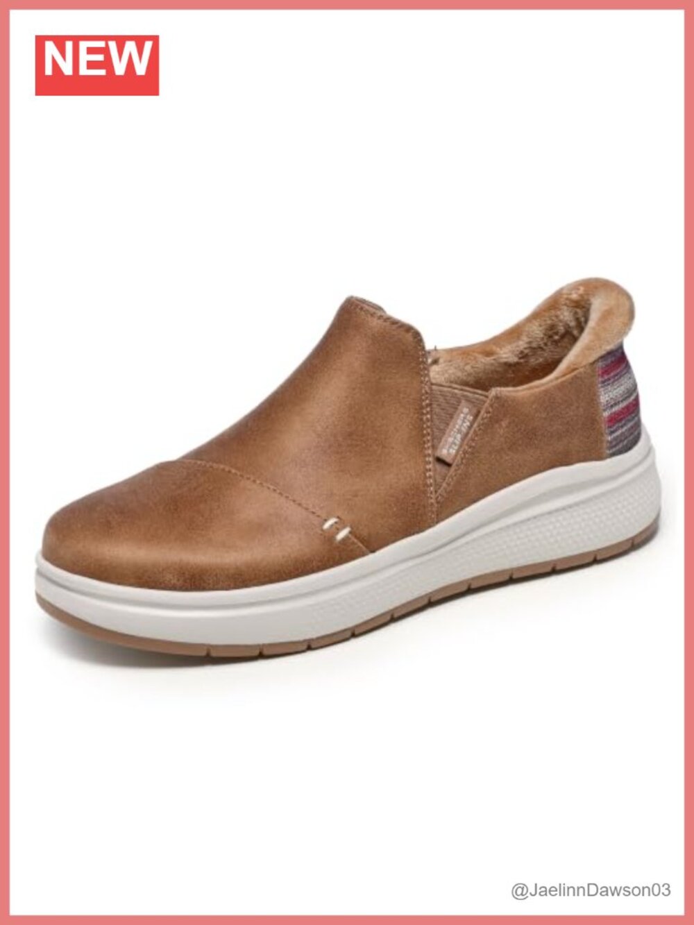 Vegan Leather Slip-On Fashion Sneakers Memory Foam Heel Pillow